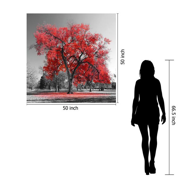 Classy Art Red Tree 50 x 50 Tempered Glass with Foil-2