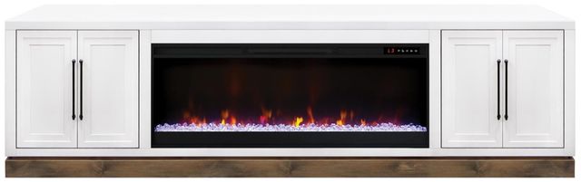 Legends Home Nora Barnwood/Jasmine White 94" Fireplace TV Console-0