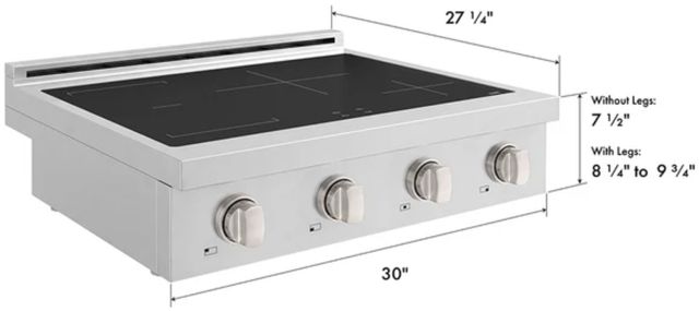 ZLINE Paramount 30" Satin Stainless Steel Induction Rangetop with 4-Element Cooktop-1