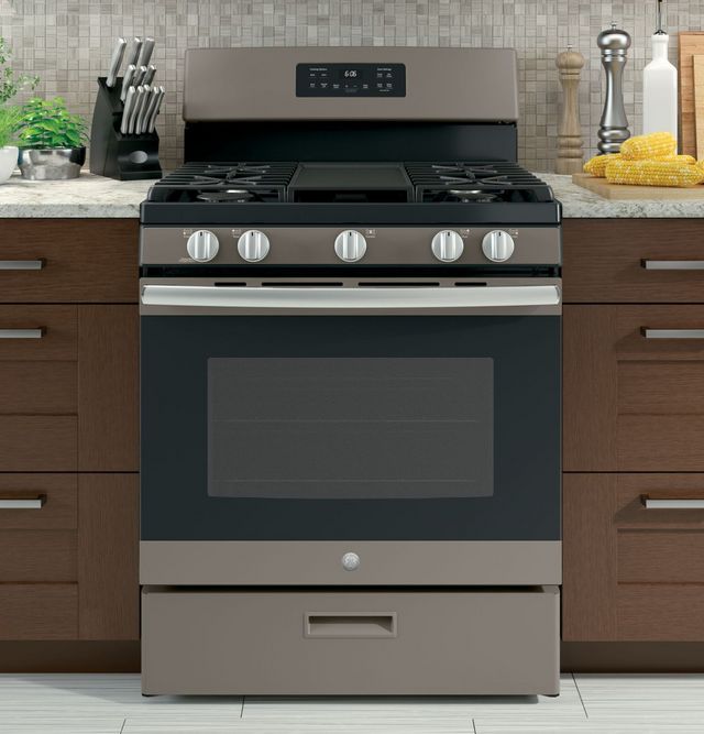 GE® 30" Slate Freestanding Gas Range-6