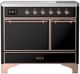 Ilve® Majestic III 40" Glossy Black Pro Style Induction Range with Solid Door and Copper Trim-0