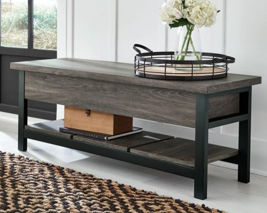 Signature Design by Ashley® Rhyson Black/Brown Storage Bench-3