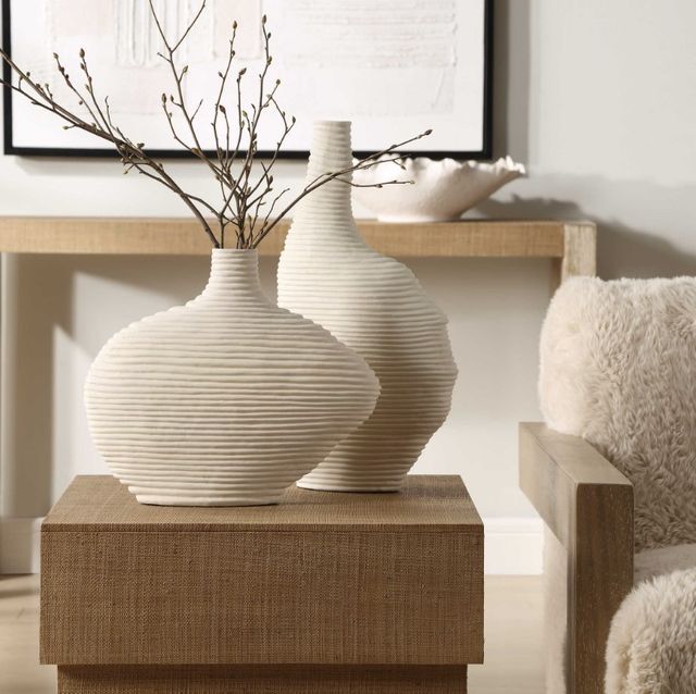Uttermost® Duostacked 2-Piece Matte White Vase Set-1