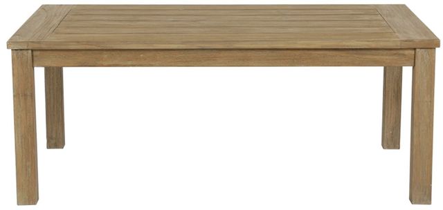 Sunset West Coastal Warm Gray Wooden Rectangular Outdoor Coffee Table-1