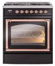Ilve® Nostalgie II Noblesse 30" Glossy Black Pro Style Dual Fuel Range with Brass Trim-1