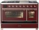 Ilve® Majestic III 48" Burgundy Pro Style Dual Fuel Natural Gas Range with Triple Glass Door and Copper Trim-1