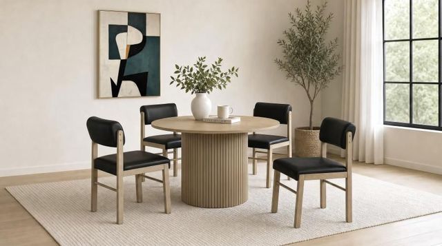 Coaster® Hamlyn 5-Piece Black/Natural Oak Dining Table Set-1