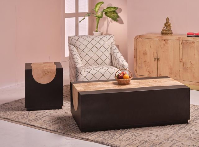 Jaipur Furniture Jairette Black/Natural Rectangular Cocktail Table-1