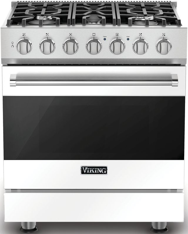Viking® 3 Series 30" White Freestanding Dual Fuel Natural Gas Range-0
