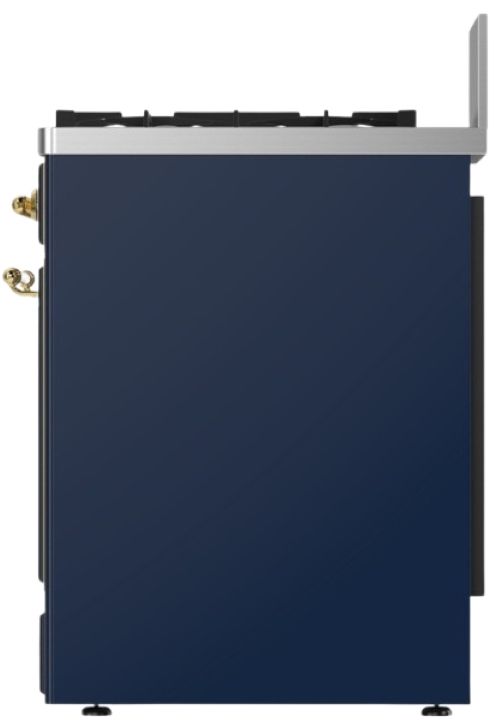 Ilve® Majestic III 30" Midnight Blue Pro Style Dual Fuel Natural Gas Range with Solid Door and Brass Trim-3