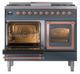 Ilve® Nostalgie II Noblesse 40'' Blue Gray Pro Style Dual Fuel Range with Copper Trim-3