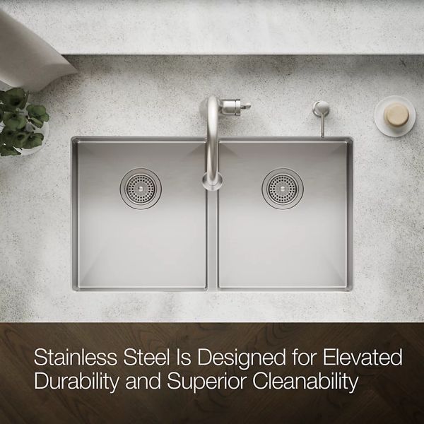KOHLER® Strive® Stainless Steel 32" Undermount Double-Bowl Kitchen Sink-4