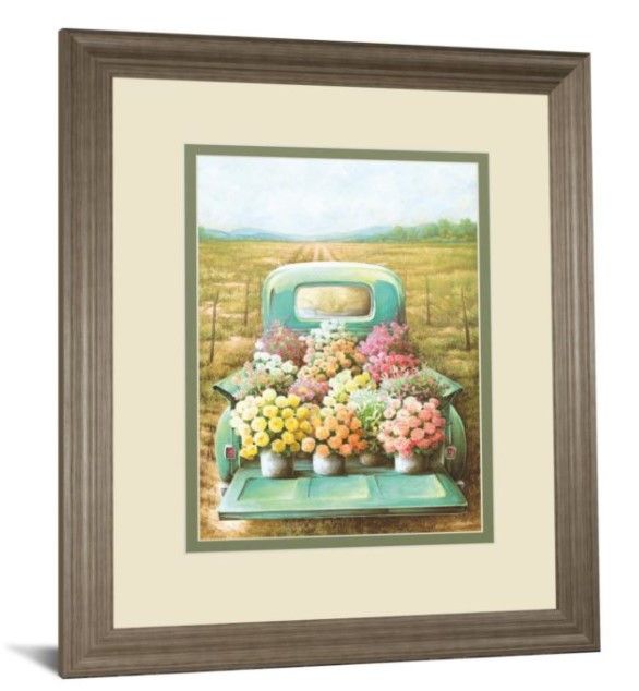Classy Art Green 34 in. x 40 in. Flowers For Sale By Deedee Framed Print Wall Art-1