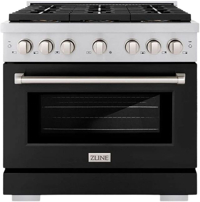 ZLINE Paramount Series 36" Stainless Steel Pro Style Gas Range with Black Matte Door-0