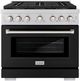 ZLINE Paramount Series 36" Stainless Steel Pro Style Gas Range with Black Matte Door-0
