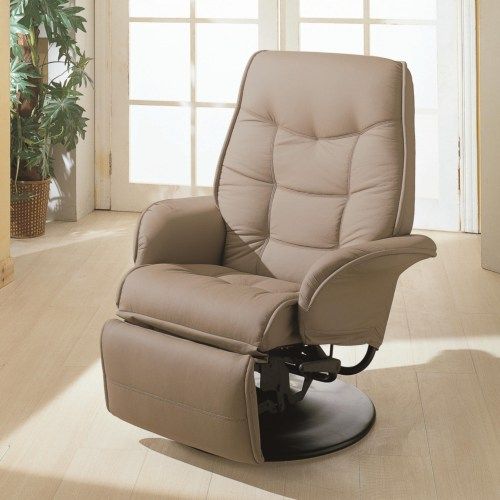 Coaster® Beige Swivel Recliner With Flared Arms-1