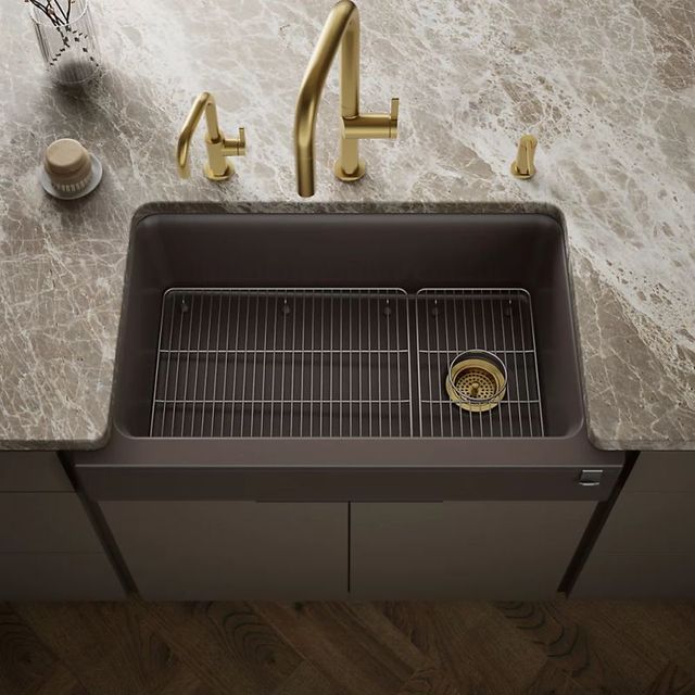 KOHLER® Cairn® Matte Brown Undermount Single-Bowl Farmhouse Kitchen Sink-1