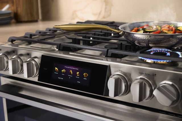Close view of an LG Signature gas range Close view of an LG Signature gas range