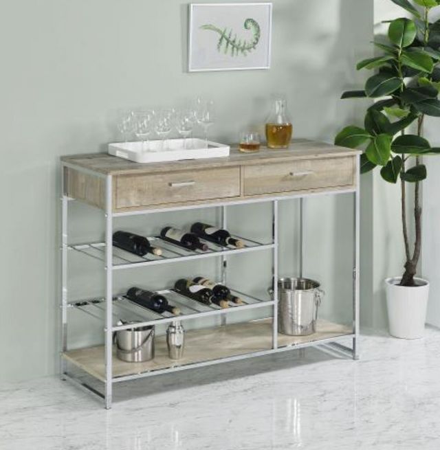 Coaster® Melrose Chrome/Gray Wine Cabinet-7