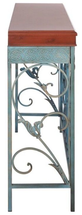 Safavieh Cynthia Brown Console Table with Brass Base-2