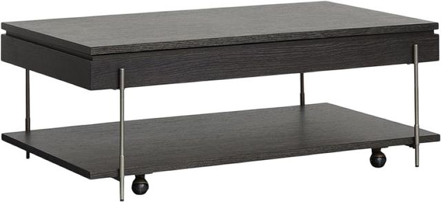 Magnussen Home® Spencer Aged Nickel/Dark Briarsmoke Lift Top Storage Cocktail Table with Casters-0