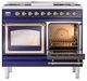 Ilve® Nostalgie II Noblesse 40'' Midnight Blue Pro Style Dual Fuel Range with Brass Trim-4