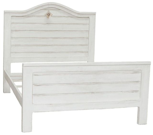 Million Dollar Rustic Frosted White Queen Ranch Panel Bed-0