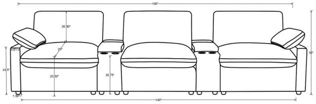 Coaster® Collins 5-Piece Dark Gray Power Reclining Theater-2