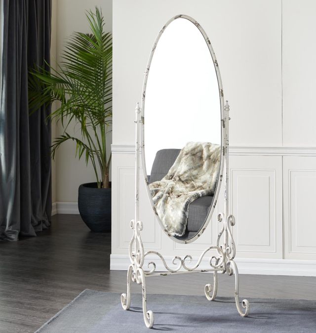 Deco Marche White Scroll Oval Floor Mirror with Stand-4