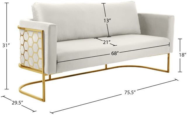 Meridian Furniture Casa Cream/Gold Velvet Sofa-2