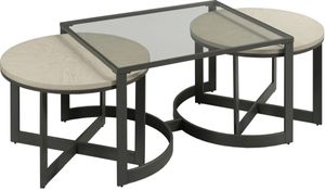 Hammary Portrait 3 Piece Flat White Glass Top Nesting Coffee Table Set