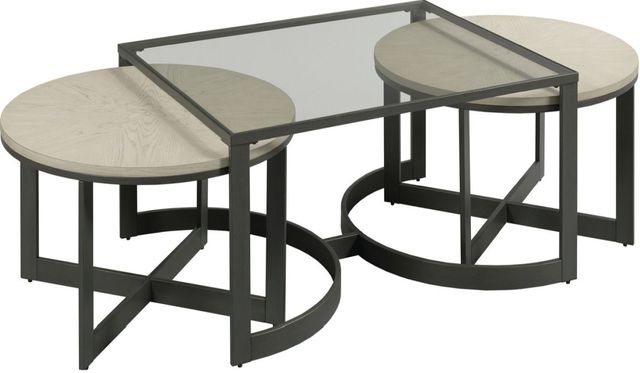Hammary® Portrait 3-Piece Glass Top Nesting Coffee Table Set with Matte Black Base