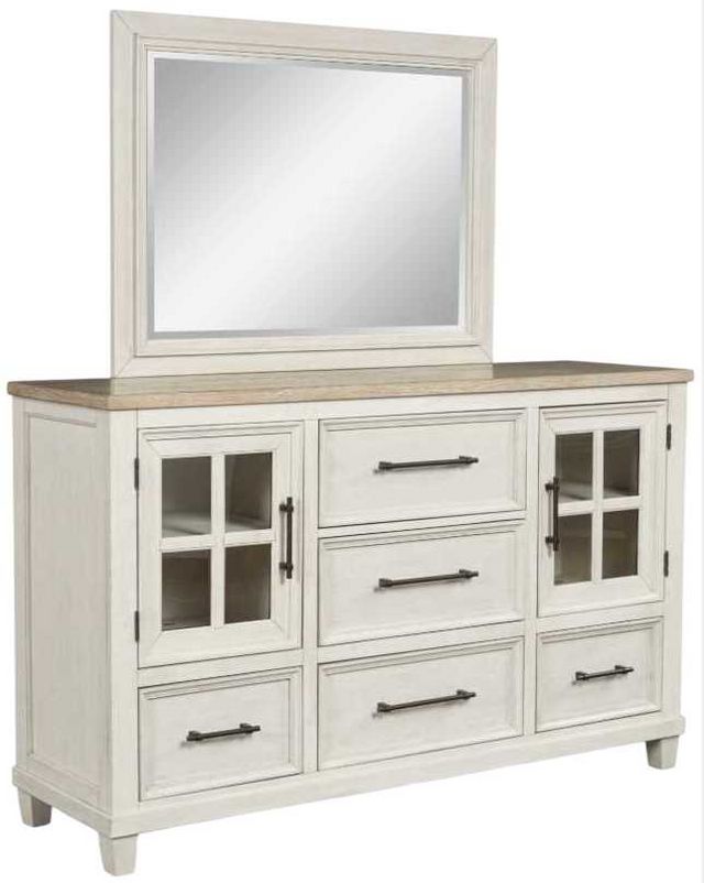 Benchcraft® Shaybrock Antique White/Brown Dresser and Mirror