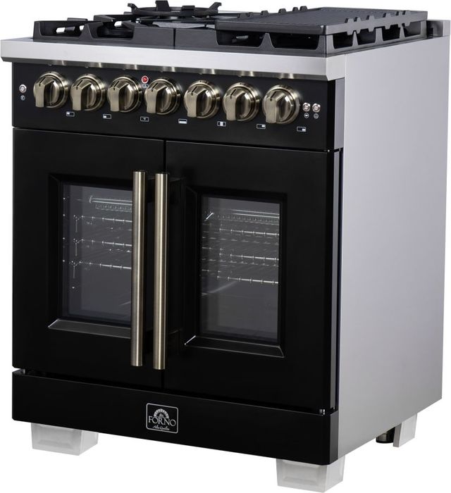FORNO® Capriasca Series Alta Qualita 30" Black Pro Style Dual Fuel Range-2