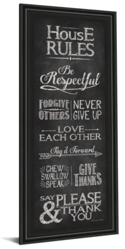 Classy Art House Rules by Susan Ball Framed Print Wall Art-0