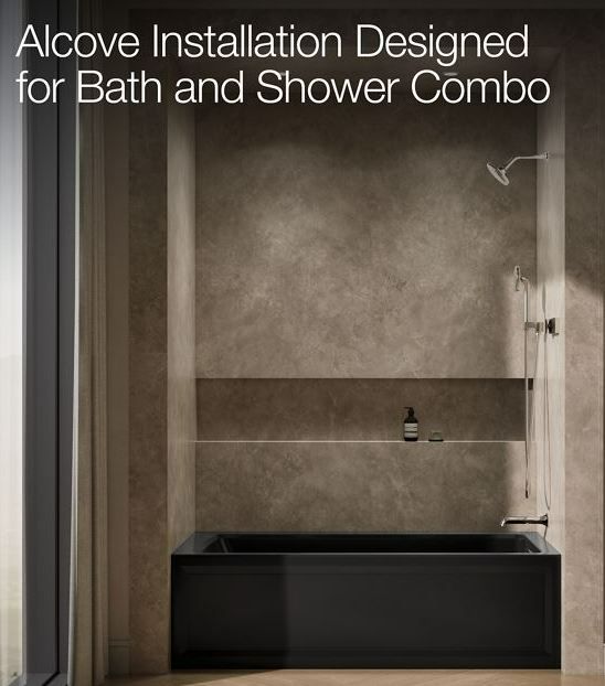 KOHLER® Archer® Black 66" x 32" Alcove Whirlpool - Right Drain-4