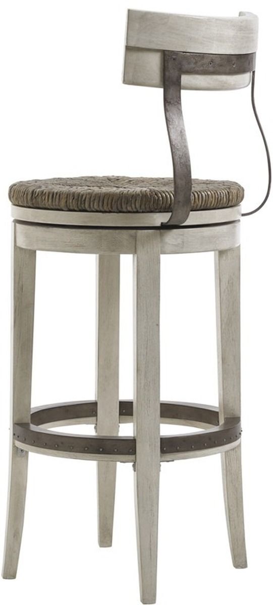 Lexington Home Oyster Bay Merrick Light Oyster Shell Swivel Bar Stool-2