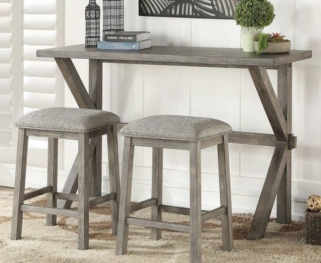 Mazin Furniture Palmer 3-Piece Wire Brush Gray Counter-Height Dining Set-0