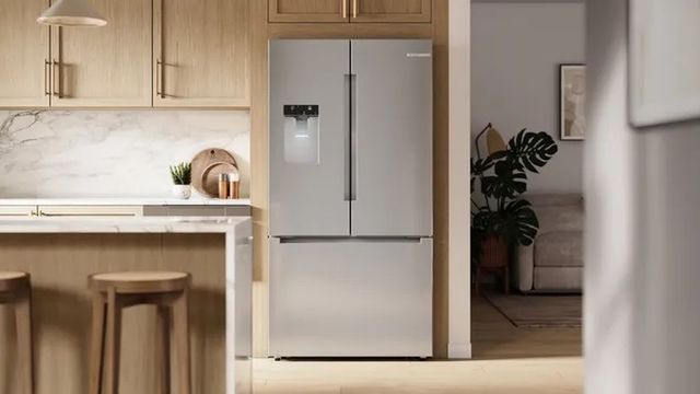 Modern kitchen with a counter-depth refrigerator