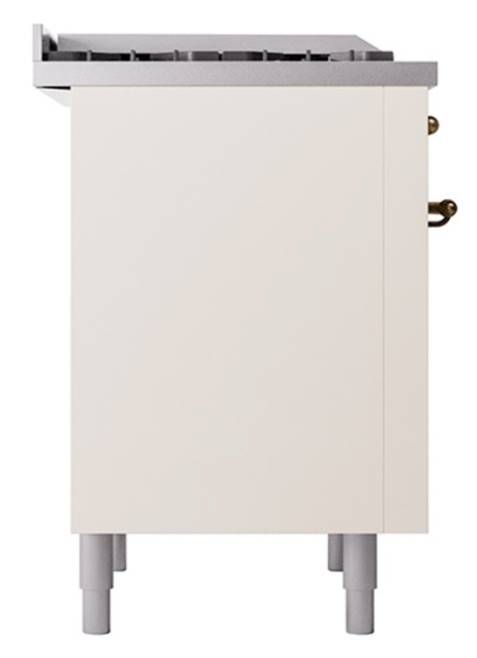 Ilve® Nostalgie II Noblesse 36'' Antique White Pro Style Dual Fuel Range with Burnished Trim-2