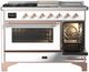 Ilve® Majestic III 48" White Pro Style Dual Fuel Natural Gas Range with 5 Black Brass Burners and Copper Trim-3