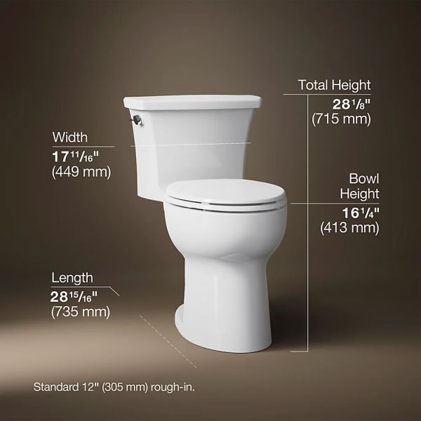 KOHLER® Highline® White 1-Piece Elongated Toilet, 1.28 Gpf-4