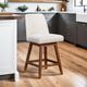Armen Living Amelia 3-Piece Beige/Brown Oak Swivel Counter Stool Set-1