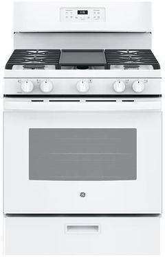 GE® 30" White Freestanding Gas Range