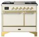 Ilve® Majestic III 40" Antique White Pro Style Dual Fuel Natural Gas Range with Solid Door and Brass Trim-0