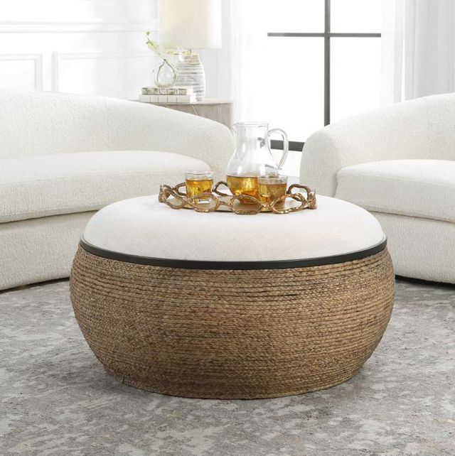 Uttermost® Island Brown/Light Gray Large Storage Ottoman-1