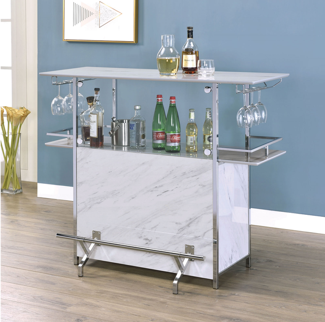 Furniture of America® Rianna Chrome/White Bar Table-3
