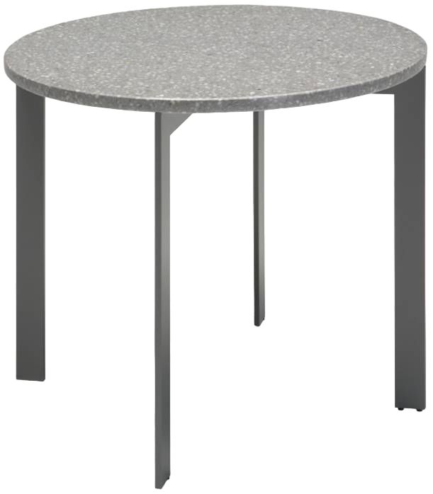 Natuzzi Editions Wire White Anthracite Round Accent Table with Grigio Ferro Base-0