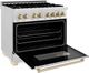 ZLINE Autograph Edition Legacy 36" Satin Stainless Steel Pro-Style Dual Fuel Range with Electric Convection Oven and Polished Gold Accents-4
