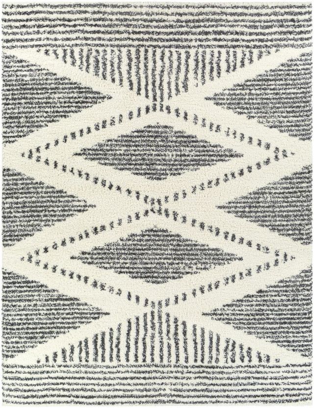 Surya Deluxe Shag Cream/Charcoal 5'x7' Area Rug